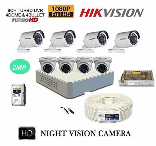 Buy HIKVISION FULL HD 2MP CAMERAS COMBO KIT 8CH HD DVR+ 4 BULLET CAMERAS + 4 DOME CAMERAS+1TB HARD DISC+ WIRE ROLL +SUPPLY on EMI