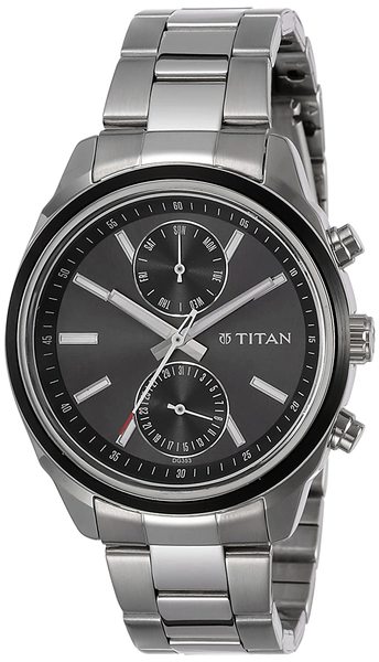 Buy Titan Men's 'Neo' Fashion/Casual/Business/Luxury Mineral Quartz Dial -Leather/Brass and Silver Toned Strap on EMI