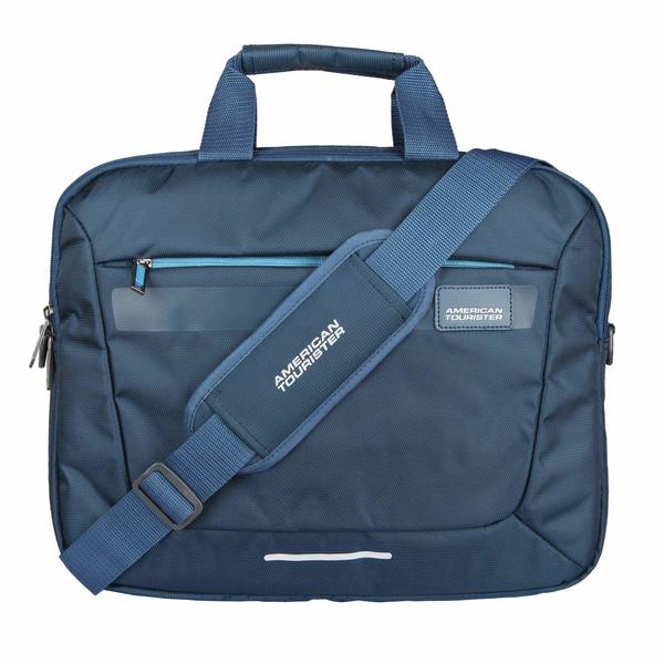 Buy American Tourister Amt Rexton 02 Navy Lightweight Laptop Messenger Bag with Multiple Organiser on EMI