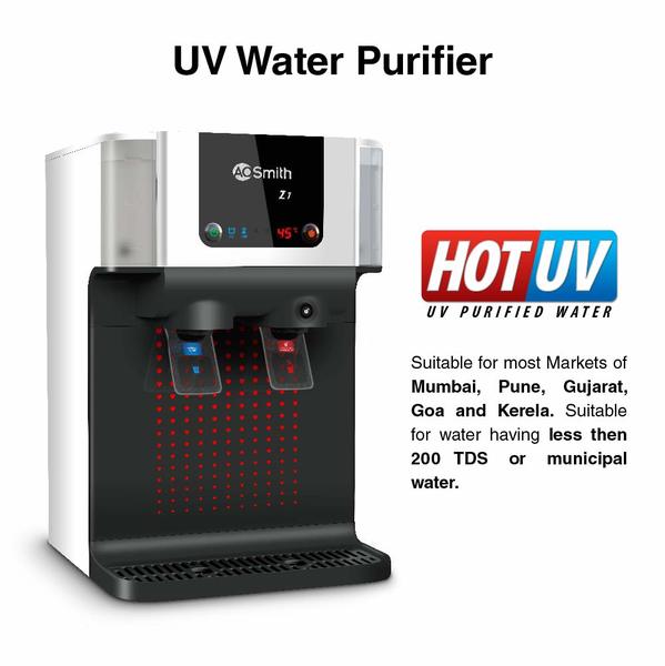 Buy A.O.Smith Z1 UV 10 Litre Wall Mountable , Table UV Black 10 Litre Water Purifier, suitable for less than 200 TDS on EMI