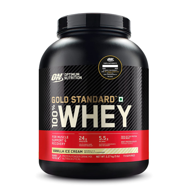 Buy Optimum Nutrition (ON) Gold Standard 100% Whey Protein Powder - 0.9 kg/2 lbs, 907 g (Vanilla Ice Cream), Primary Source Isolate on EMI