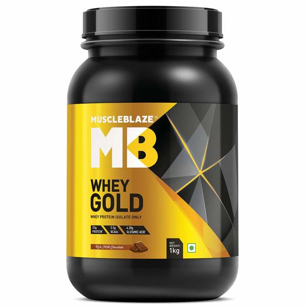 Buy MuscleBlaze Whey Gold 100% Whey Protein Isolate with Digezyme (Rich Milk Chocolate, 1 kg/2.2 lb) on EMI
