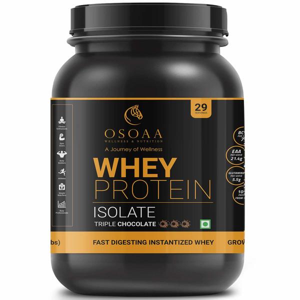 Buy OSOAA Premium100% Whey Protein Isolate (USA) - 27.2g Protein, 7.1g BCAA - Triple Chocolate(1kg/2.2lbs, 29 Servings) on EMI