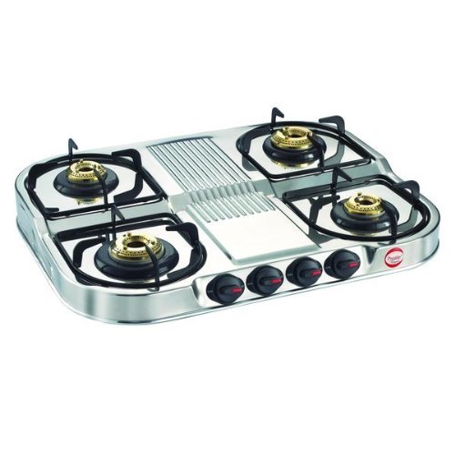 Buy Prestige Stainless steel 4 Burner Gas Stove, Manual Ignition, Silver on EMI