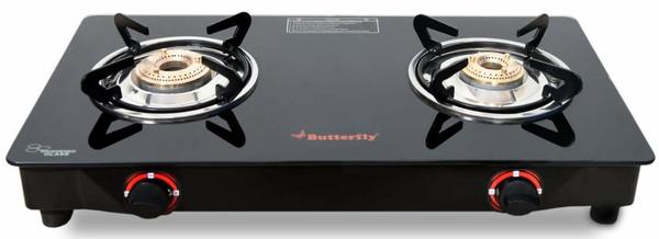 Buy Butterfly Smart Glass 2 Burner Gas Stove, Black on EMI