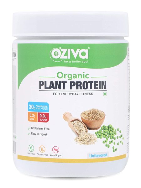 Buy OZiva Organic Plant Protein,(30g Protein, Organic Pea Protein Isolate + Organic Brown Rice Protein, Soy Free) on EMI