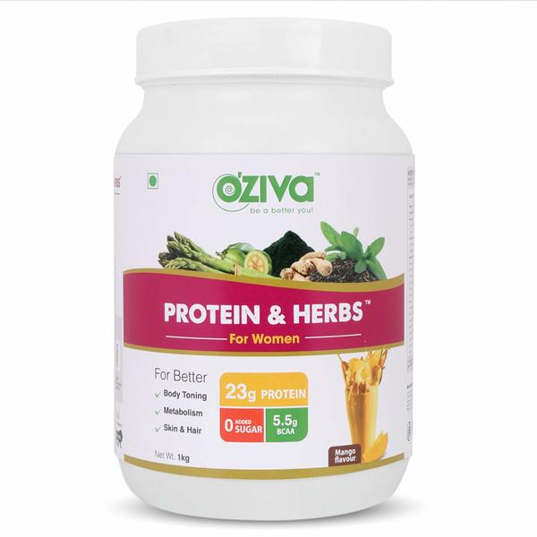 Buy OZiva Protein & Herbs for Women (Mango, 1kg) on EMI
