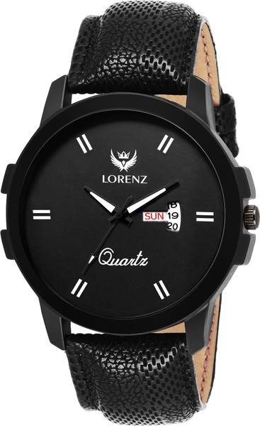 Buy Lorenz Analogue Black Dial Leather Strap Day & Date Watch for Men- MK-209W on EMI