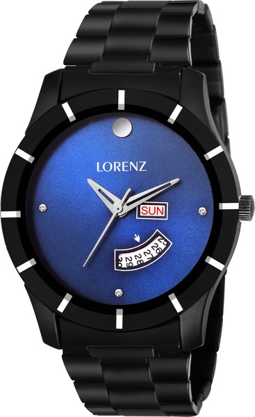 Buy Lorenz Black Day Date Edition Blue Dial Men's Analog Watch on EMI