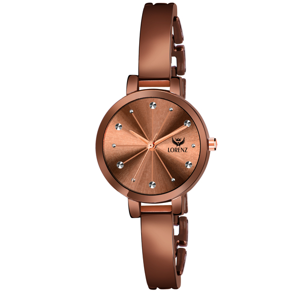 Buy Lorenz Brown Designer Dial & Brown Plated Stainless Steel Bracelet Wrist Watch for Women | Watch for Girls | AS-87A on EMI