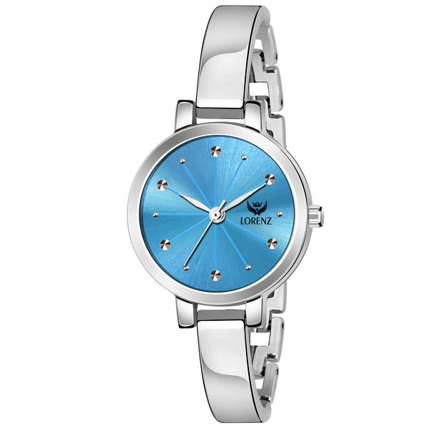 Buy Lorenz Silver Plated Stainless Steel Bracelet & Blue Dial Wrist Watch for Women & Girls | AS-88A on EMI