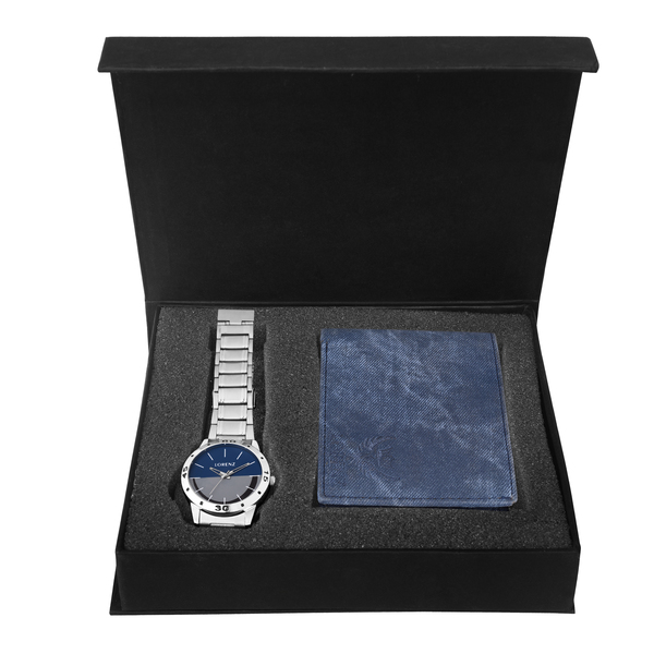 Buy LORENZ Combo of Blue Men's Watch and Blue Denim Wallet | CM-1046WL-05 on EMI