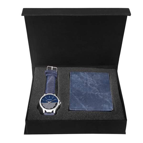 Buy LORENZ CM-1058WL-05 Combo of Blue Denim Strap Analogue Watch and Blue Denim Wallet for Men on EMI
