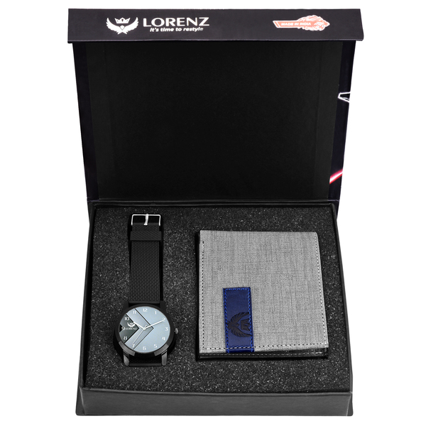 Buy LORENZ Grey Dial Men's Watch & Grey Wallet Gift Combo Box for Men | Combo for Boys | CM-2048WL-17 on EMI