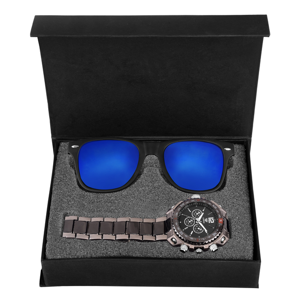 Buy LORENZ CM-1030MR Combo of Stylish Analogue Watch and Mercury Sunglasses foe Men on EMI