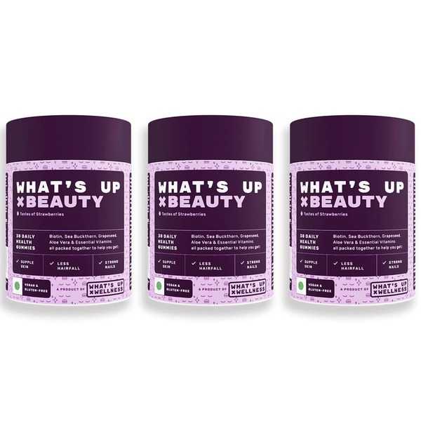 Buy What's Up Wellness Beauty Gummies - For Hair, Skin and Nails I Biotin, Vitamins A to E, Folic Acid, Zinc, & more - 90 Days Pack on EMI