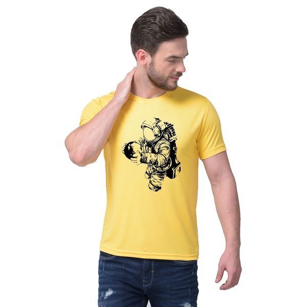 Buy Naira Men's Dry Fit Space Man Yellow Tshirt (Yellow) on EMI