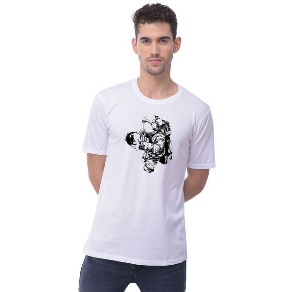 Buy Naira Men's Dry Fit Space Man White Tshirt (White) on EMI
