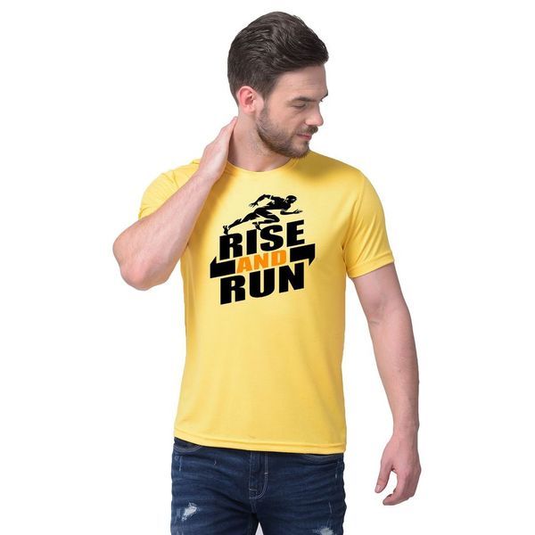 Buy Naira Men's Dry Fit Rise & Run Yellow Tshirt (Yellow) on EMI