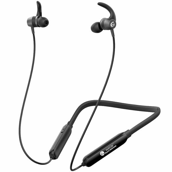 Buy Matlek 15 Hours Non-Stop neckband with Mic Sweat Proof for Running, Gym Work with All The Bluetooth Phones and Devices(Black) on EMI