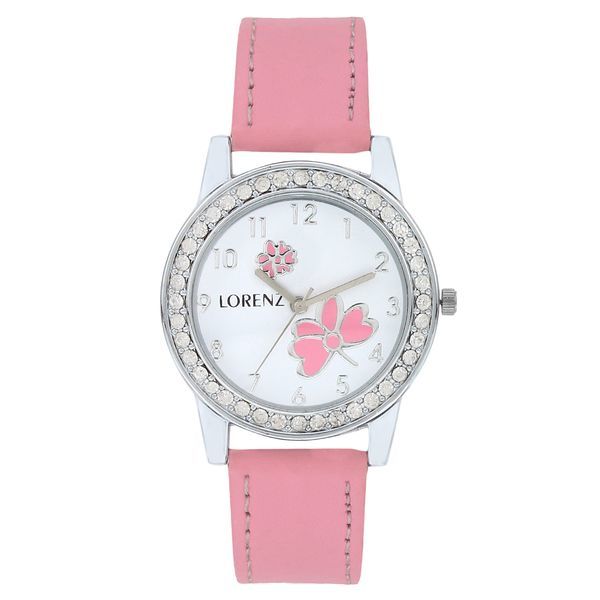 Buy LORENZ Baby Pink Flower Printed Analogue Wrist Watch for Women AS-14A on EMI