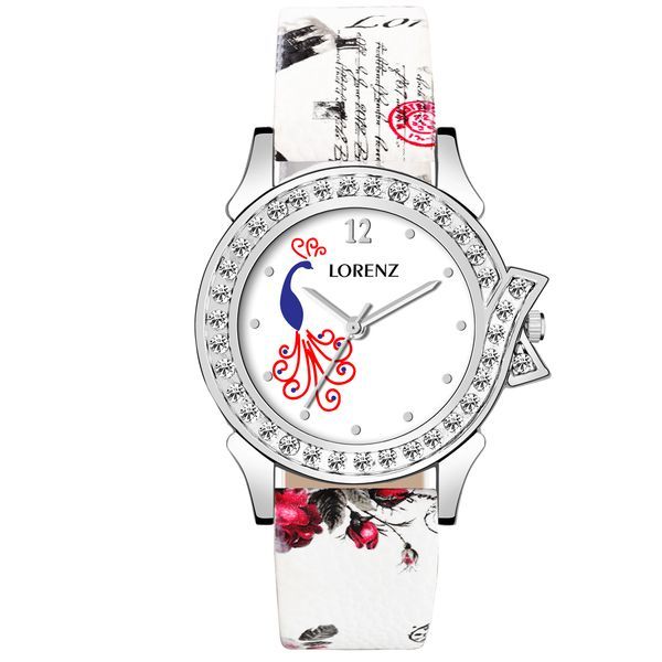 Buy Lorenz AS-52A Stylish Peacock Dial Printed Strap Watch for Women|Watch for Girls on EMI