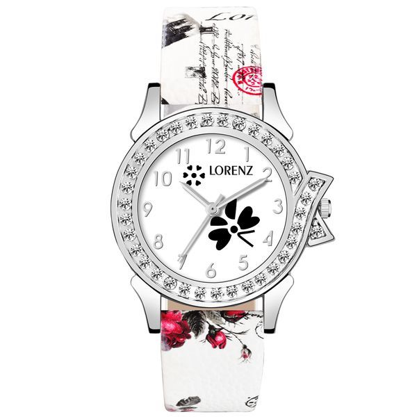 Buy Lorenz AS-54A Flower Dial Printed Leather Strap Watch for Women|Watch for Girls on EMI
