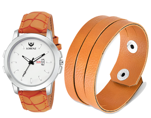 Buy Lorenz White Dial Watch & Leather bracelet for Men\Boys | 107-BR3 on EMI