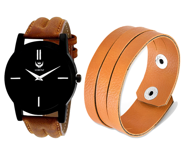 Buy LORENZ Black Dial Watch & Leather bracelet for Men\Boys | 1013-BR3 on EMI