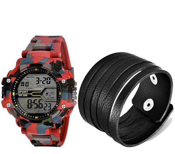 Buy Lorenz Digital Multicolor Dial Watch & Leather bracelet for Men\Boys | 3038-BR4 on EMI