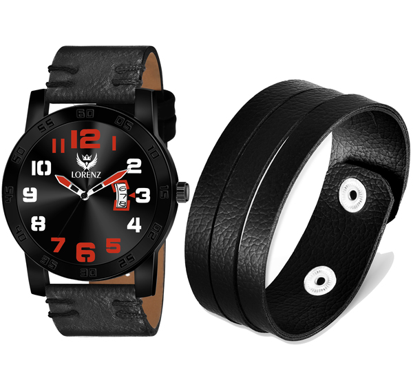 Buy Lorenz Black Dial Date Edition Analog Watch & Leather bracelet for Men\Boys | 3071-BR1 on EMI