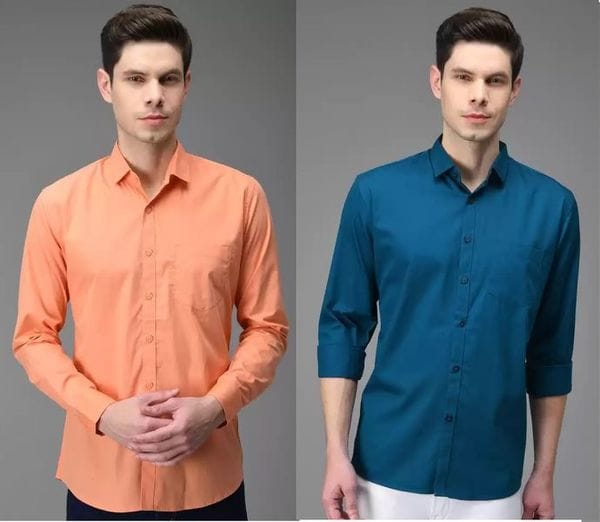 Buy Indicul Combo Of 2 Plain Shirt For Men's Casual Shirts (Multicolor) on EMI