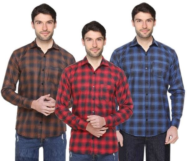 Buy Balino London Combo Of 3 Check Shirt For Men's (Multicolor) on EMI