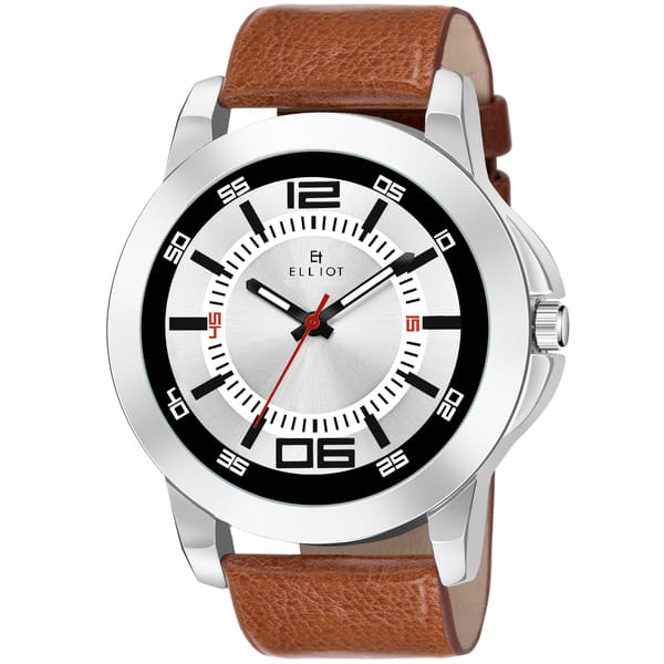 Buy Elliot Silver Dial Analog Leather Strap Wrist Watch For Men on EMI