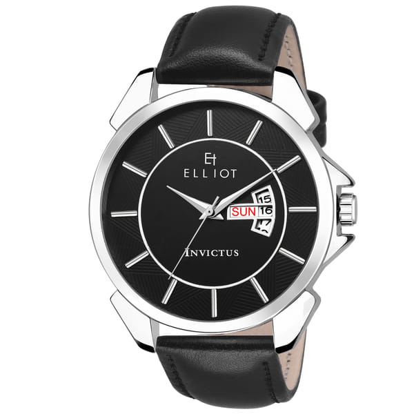 Buy Elliot Black Dial Analog Day Date Function Leather Strap Wrist Watch for Men on EMI
