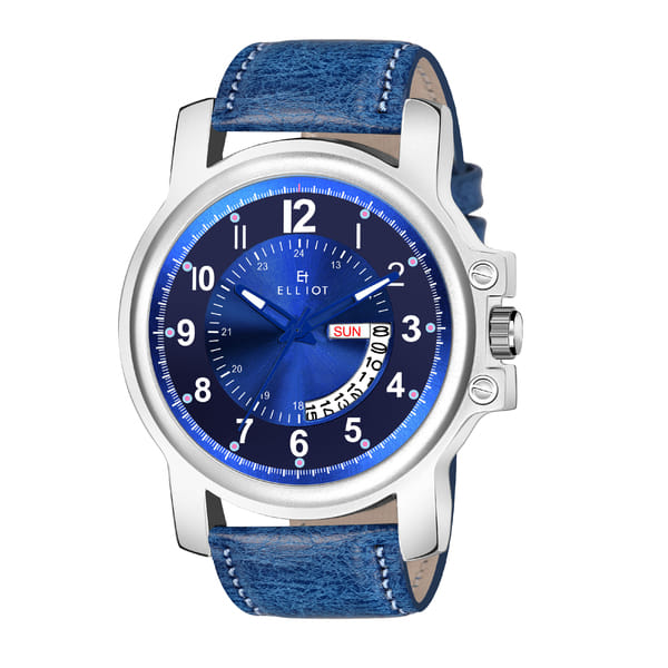 Buy Elliot Blue Dial Analog Day Date Function Leather Strap Wrist Watch For Men on EMI