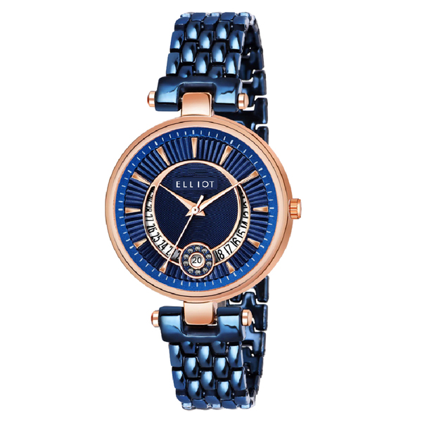 Buy Elliot Blue Dial Analog Day & Date Function Metal Chain Wrist Watch For Women on EMI
