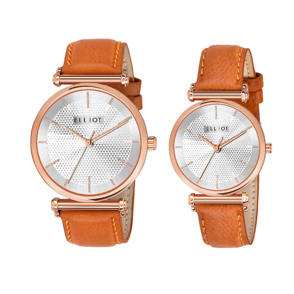 Buy Elliot Silver Dial Analog Leather Strap Wrist Watch For Couple on EMI