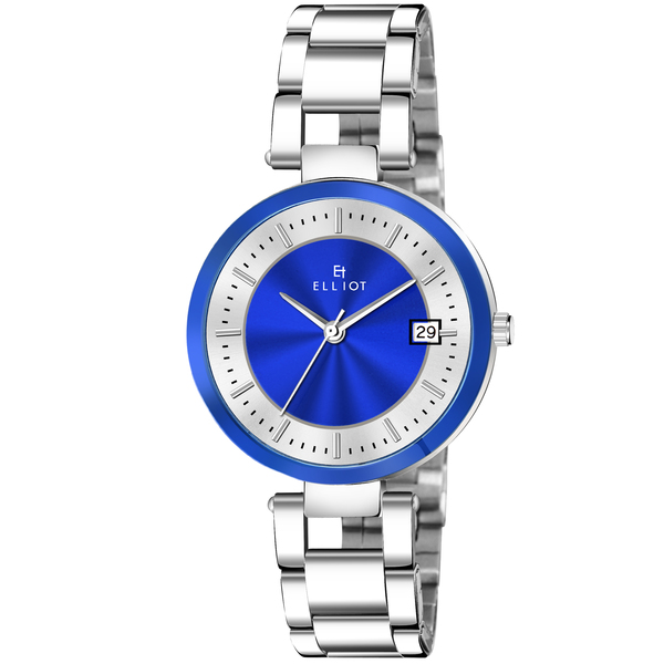 Buy Elliot Blue Dial Analog Date Function Metal Chain Wrist Watch For Women on EMI