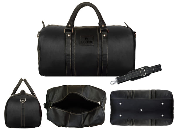 Buy Elliot Maroon Series Black Vegan Leather Unisex Luggage Bag on EMI