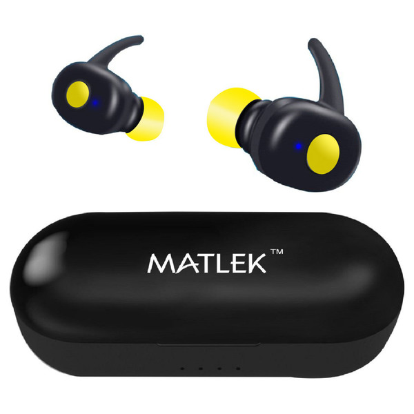 Buy Matlek Bluetooth Earbuds Tws High Bass Earphones 15 Hours Non Stop With Case Battery Headphones Low Latency For Gaming Earbuds Yellow on EMI