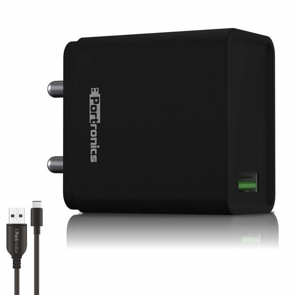 Buy Portronics Adapto ONE POR-1103 3A Fast Charging Adapter with 1M Type-C Cable (Black) on EMI