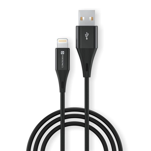 Buy Portronics Konnect B+ 8 Pin Usb Cable 3.0 Amp Output with Charge & Data Sync with 1m (Black) on EMI