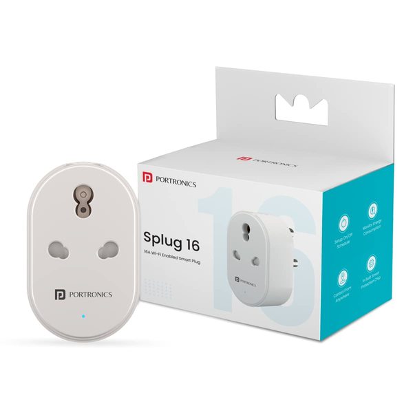 Buy Portronics Splug 16 Wifi 16A Smart Plug Suitable for AC, Geyser, TVs, Fan Compatible with Alexa and Google Assistant(White) on EMI