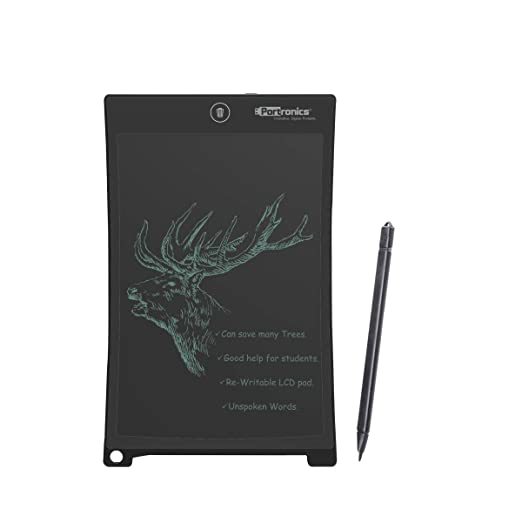 Buy Portronics Ruffpad 10 Plus Re-Writeable LCD Writing Pad with Content Safety Button, Black on EMI