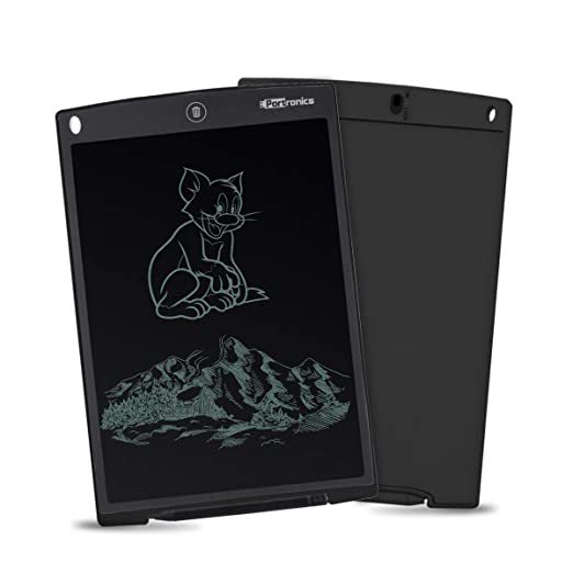 Buy Portronics Ruffpad 12D Re-Writeable 30.48cm (12") LCD Writing Pad with Content Safety Button, Black on EMI