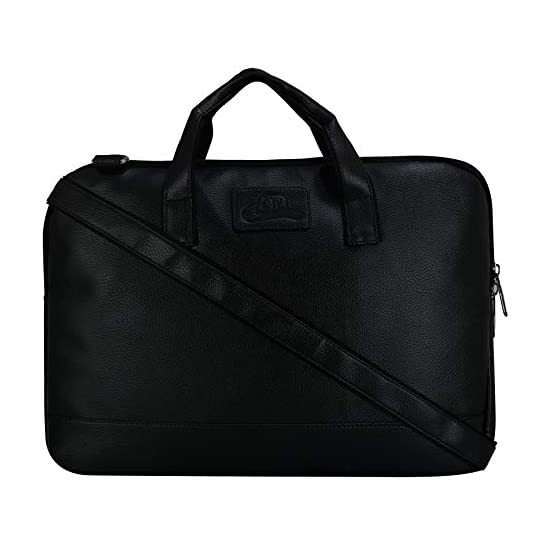 Buy Leather World Expandable 15.6 Inch Water Resistant PU Leather Laptop Bags Office Bag For Men & Women Messenger Briefcase - Black on EMI