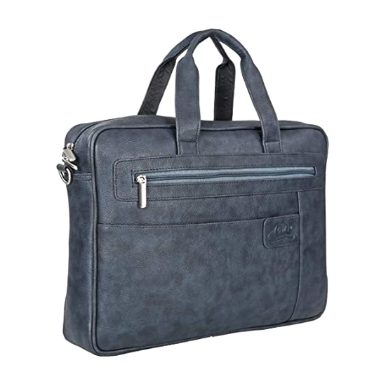 Buy Leather World 15.6 inch PU Leather Office Laptop Bag for Men & Women, Messenger Bag- Grey on EMI