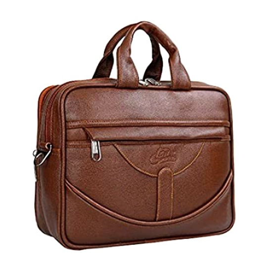 Buy Leather World Mini 14 inch PU Leather Laptop Office Bag,  Messenger Bag, Travel Bag For Men & Women- Brown on EMI