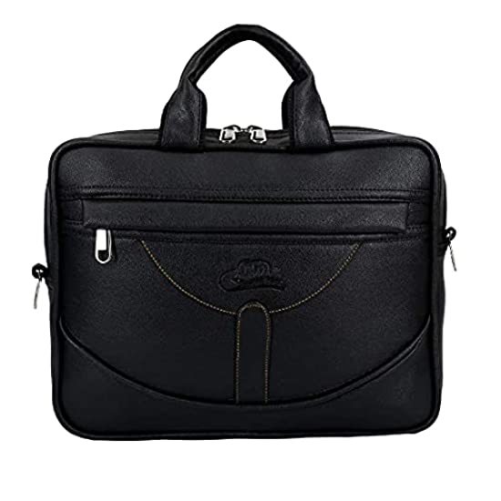 Buy Leather World Mini 14 inch PU Leather Laptop Office Bag, Messenger Bag, Travel Bag For Men & Women- Black on EMI